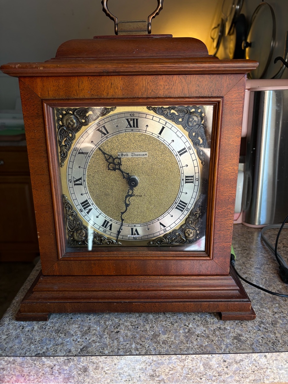 Vintage-Style Seth Thomas Brown Mantel Clock Decor -